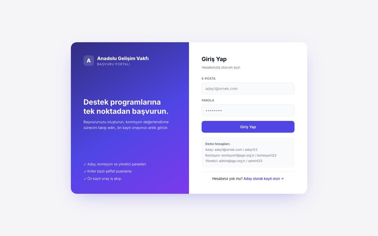 AGV Başvuru Yönetim Sistemi