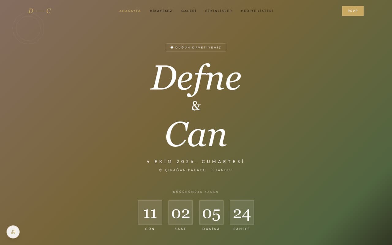 Defne & Can Düğün Davet Sitesi