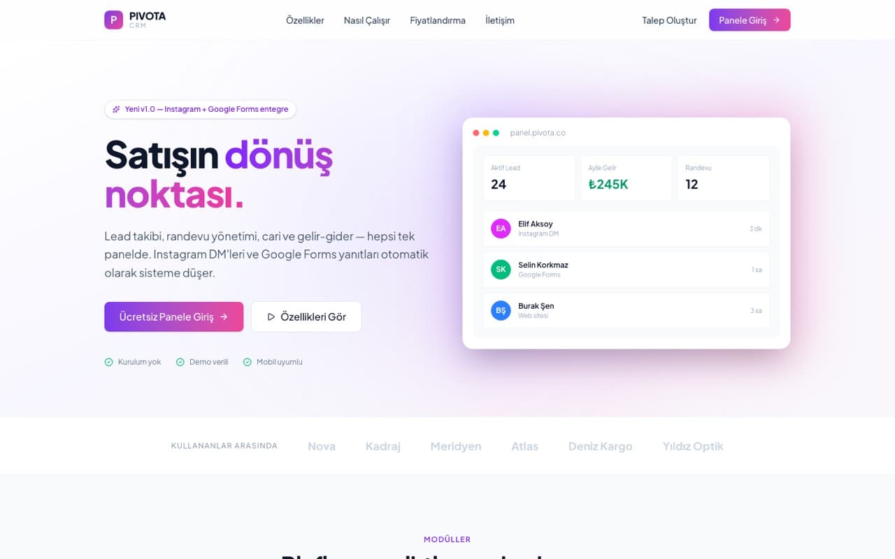 Pivota Satış CRM